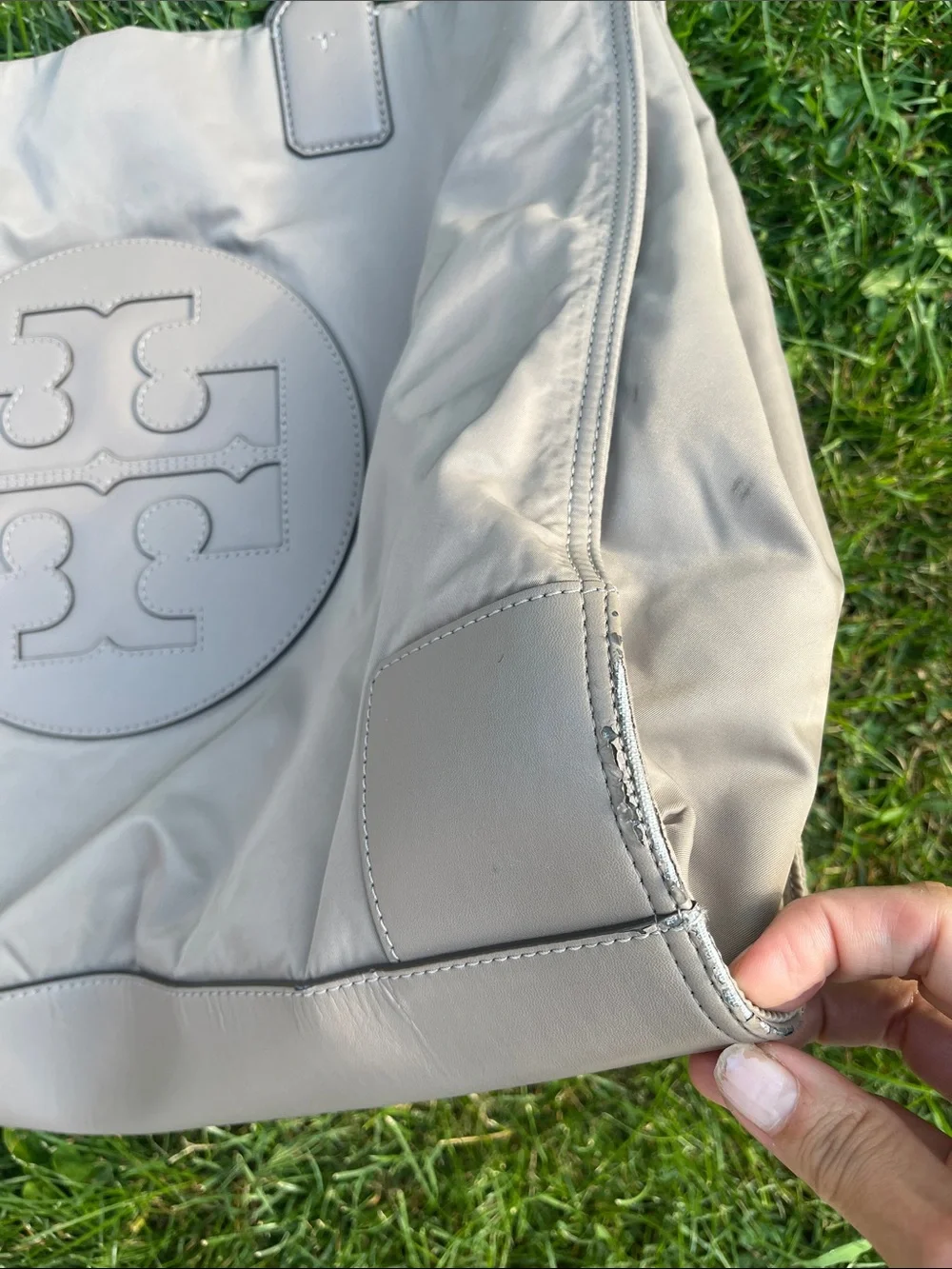 Tory Burch Beige Leather Logo Tote